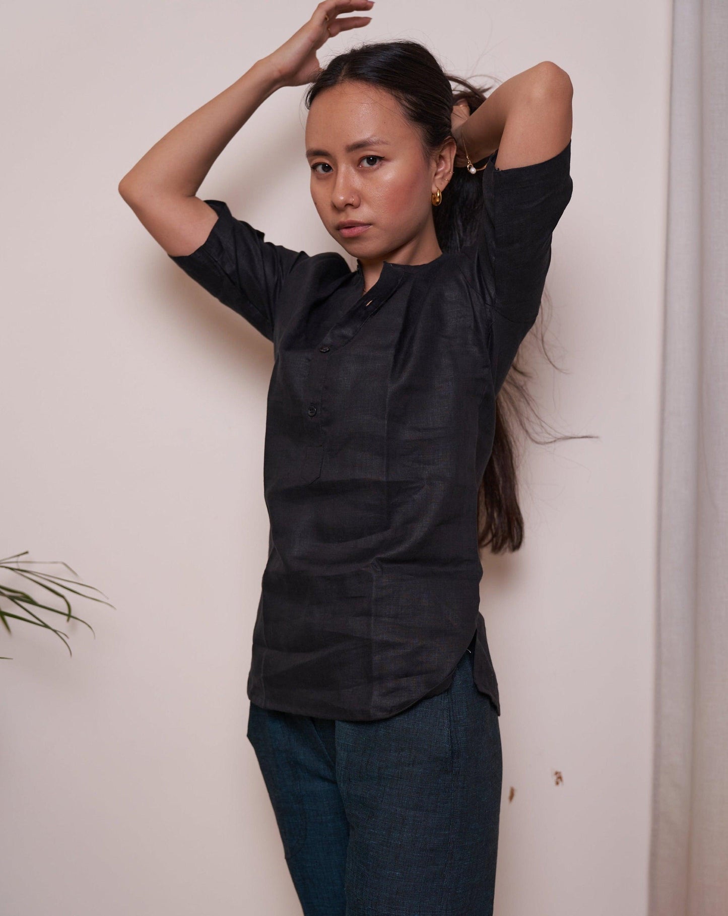 EVIE Linen Kurta inspired Shirt - OrganoLinen