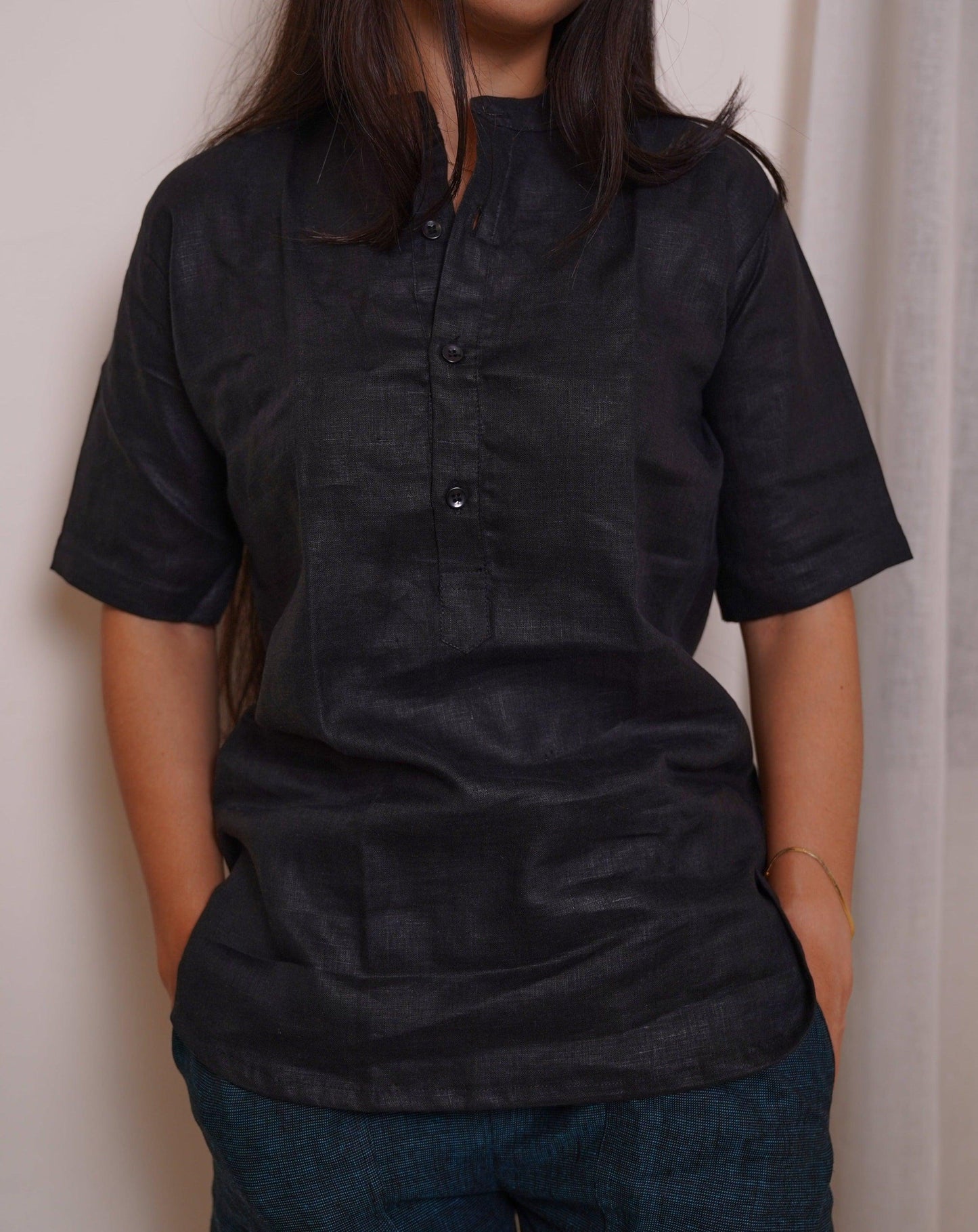 EVIE Linen Kurta inspired Shirt - OrganoLinen