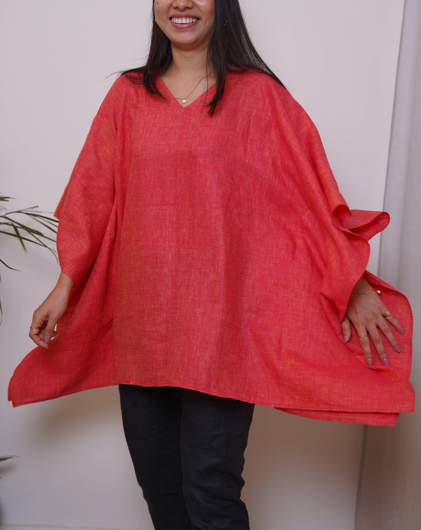 CHERRY Linen Flowy Top - OrganoLinen