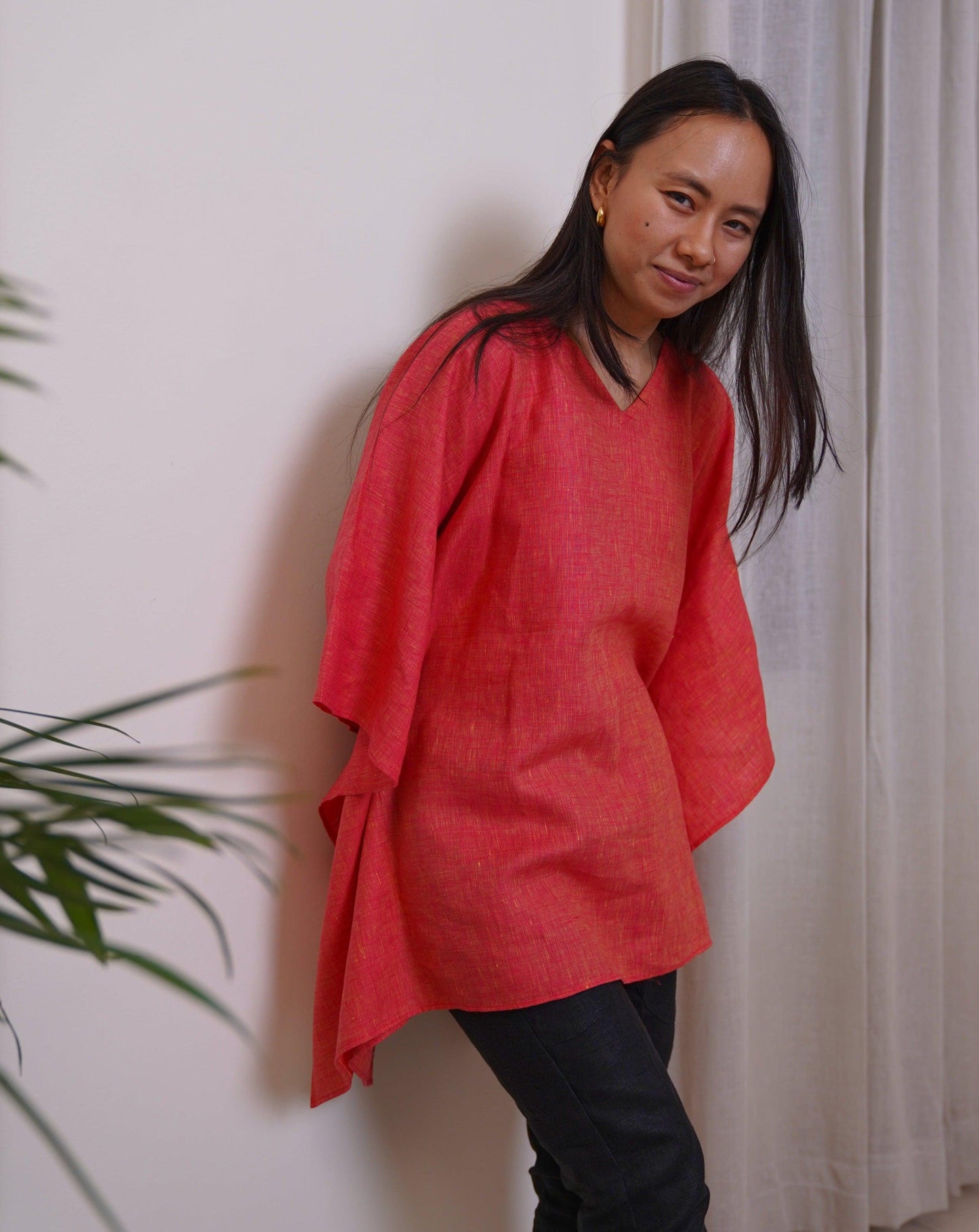 CHERRY Linen Flowy Top - OrganoLinen
