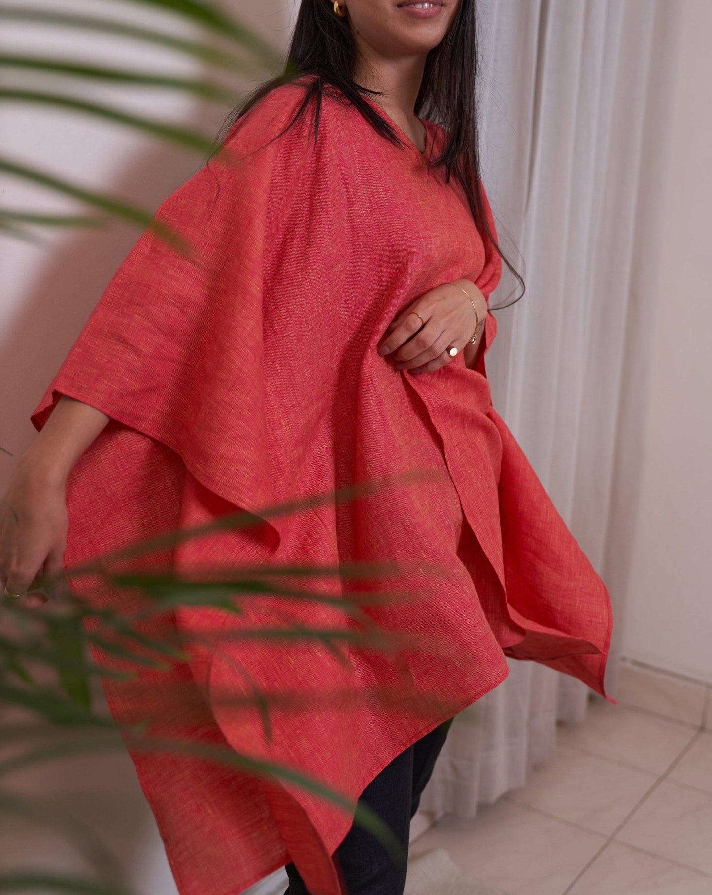 CHERRY Linen Flowy Top - OrganoLinen