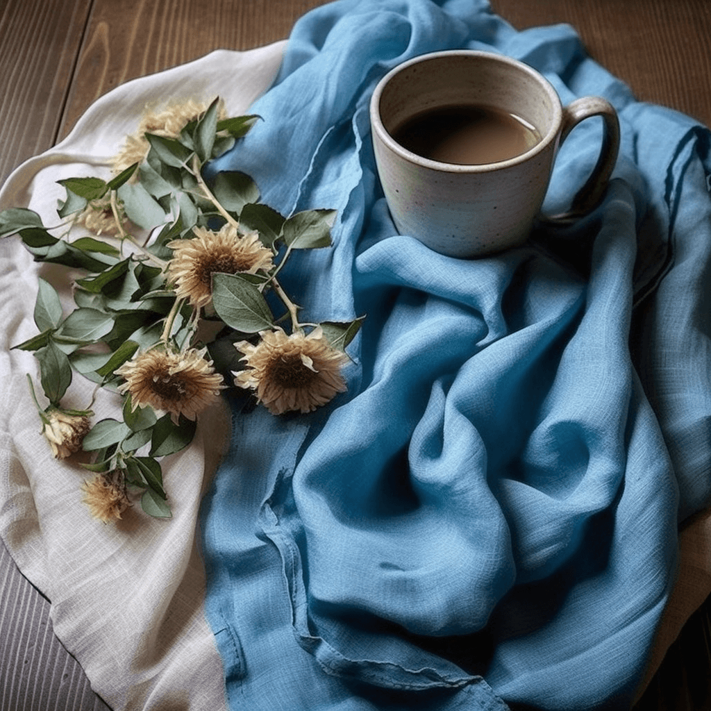 NOAH Blue Linen Scarf - OrganoLinen