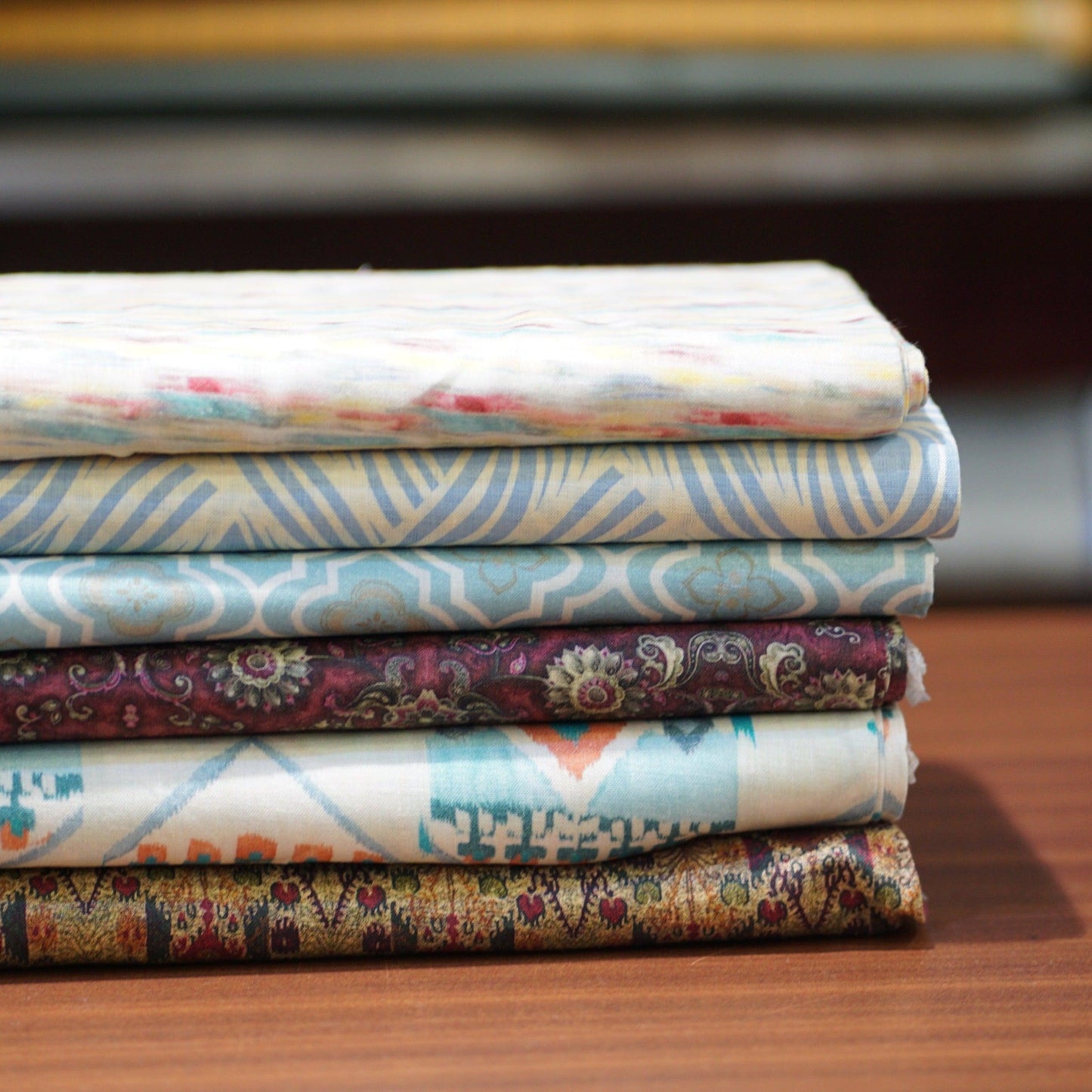Blue, Red Prints: Versatile Pure Linen Fabric, Used for Shirts, Tops, Dresses, Palazzos - OrganoLinen