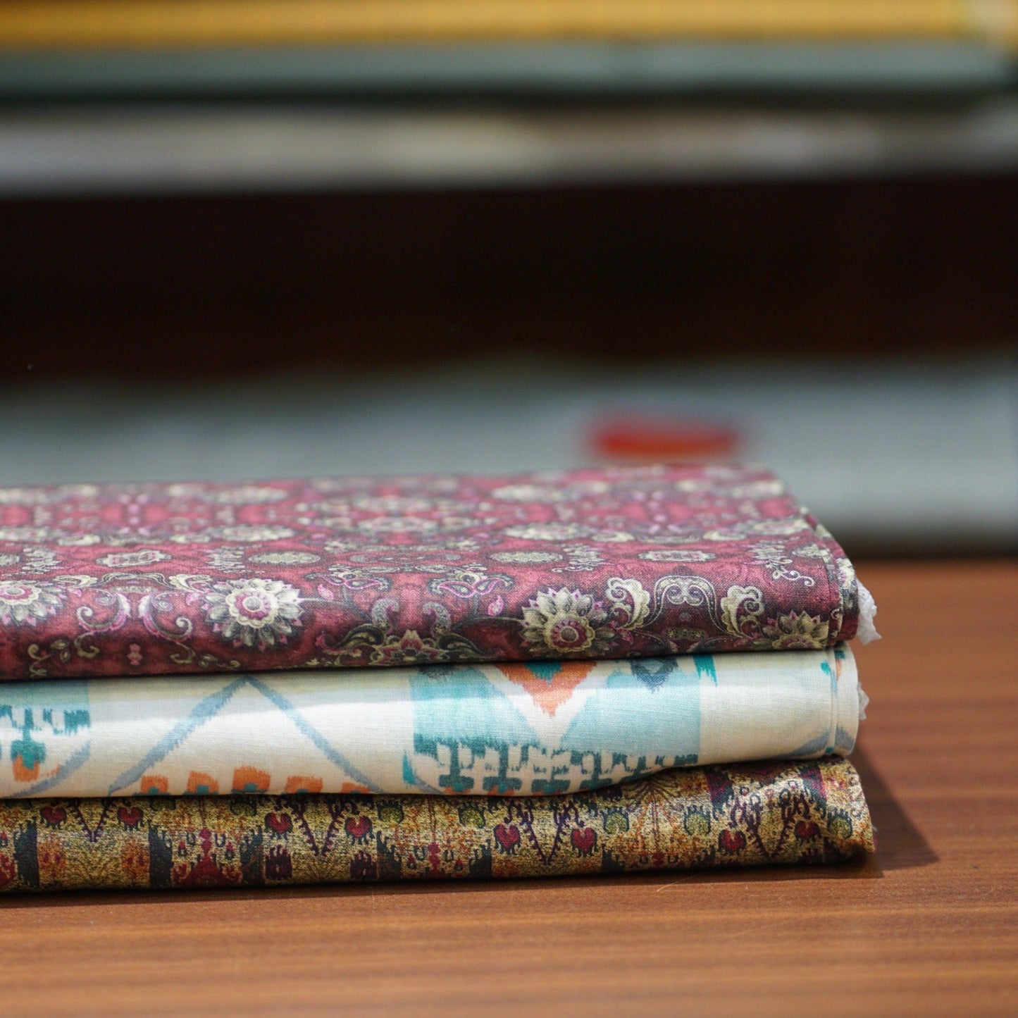 Blue, Red Prints: Versatile Pure Linen Fabric, Used for Shirts, Tops, Dresses, Palazzos - OrganoLinen