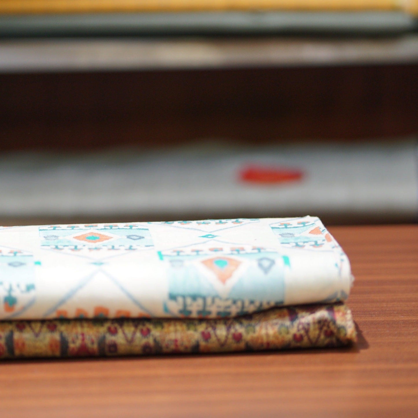 Blue, Red Prints: Versatile Pure Linen Fabric, Used for Shirts, Tops, Dresses, Palazzos - OrganoLinen