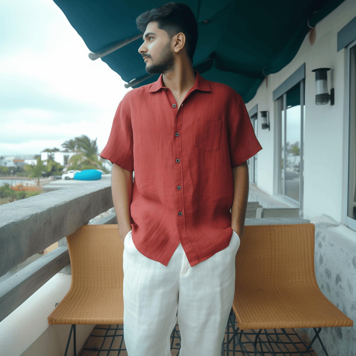 VISTA Linen Half-Sleeve Resort Shirt