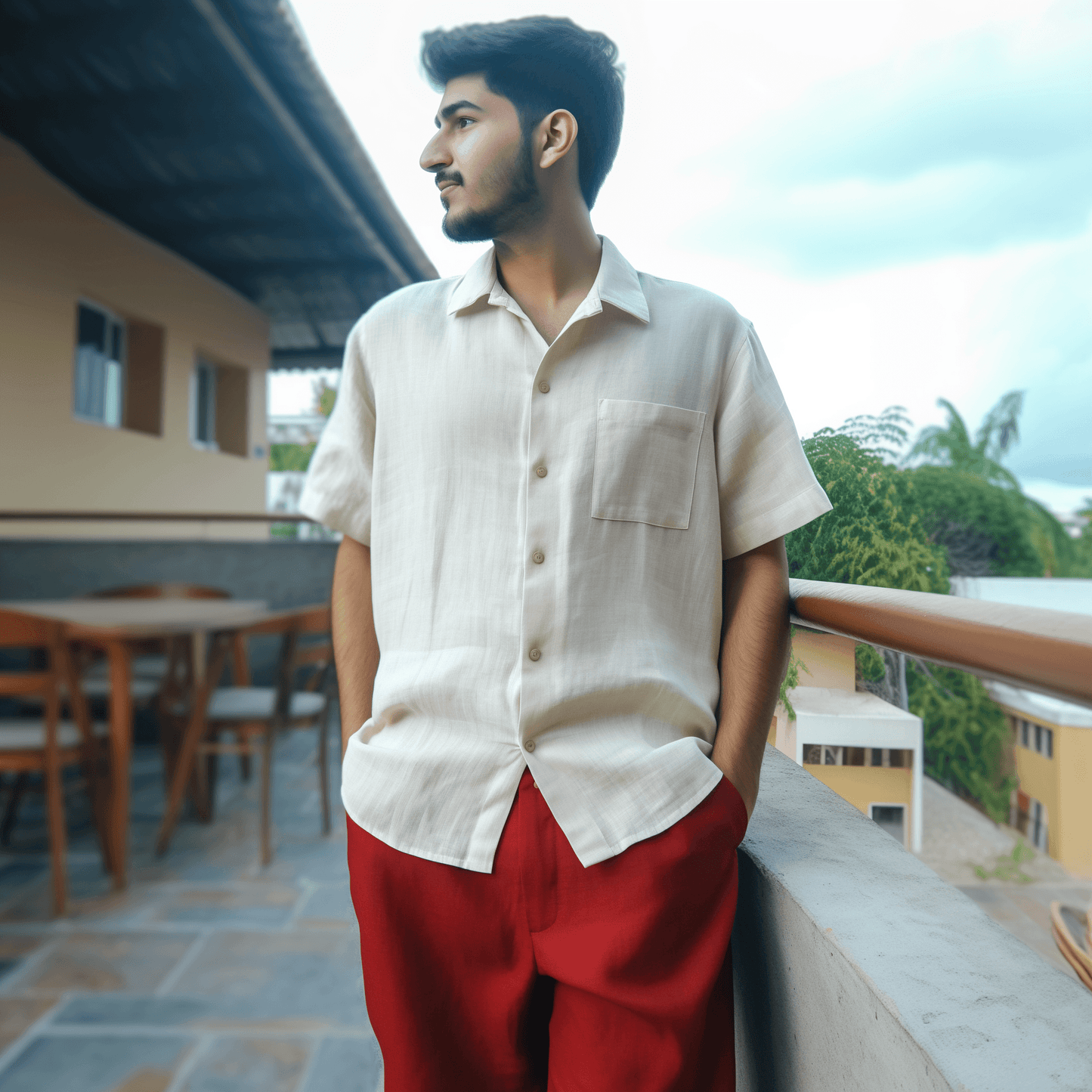 VISTA Linen Half-Sleeve Resort Shirt