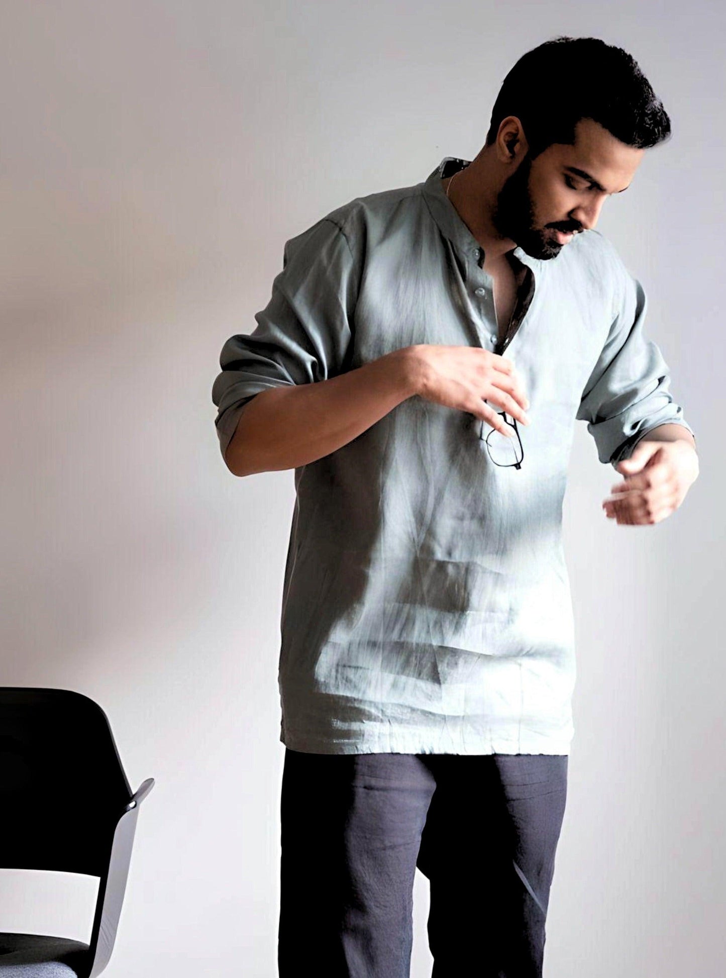 RAMY Linen Full Sleeve Henley - OrganoLinen
