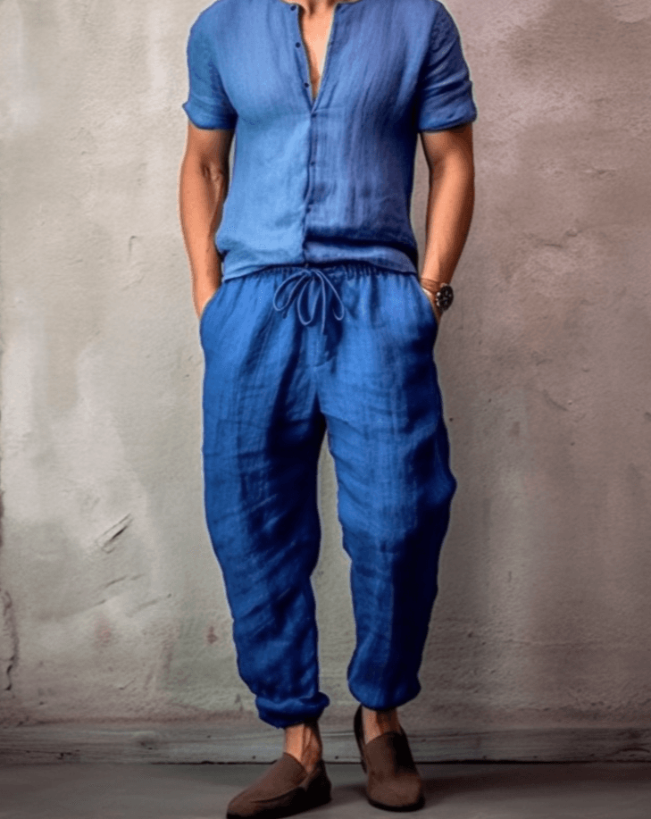 HUGO Linen Pants - Blue Shades - OrganoLinen