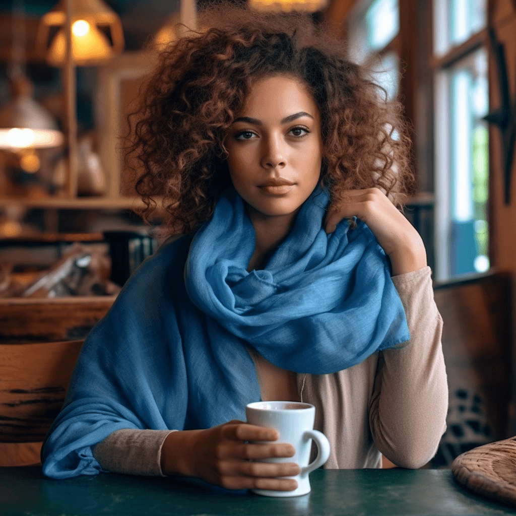 NOAH Blue Linen Scarf - OrganoLinen