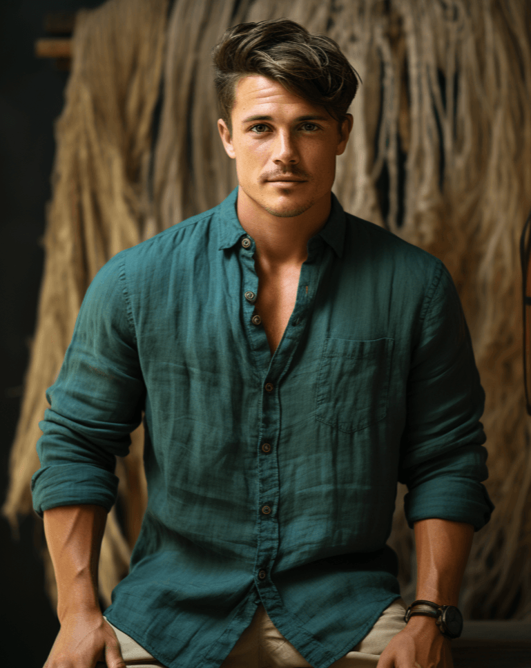 FOREST Men's Green Linen Shirt Full Sleeve & Made to Order FOREST Men's Green Linen Shirt Full Sleeve & Made to Order