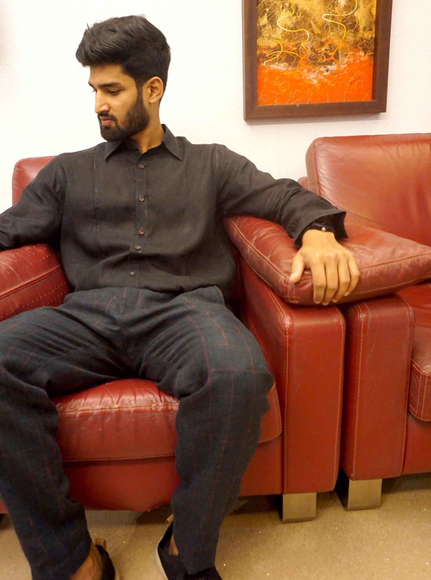 LUXE Linen Gurkha Trouser for Men - Check Collection - OrganoLinen