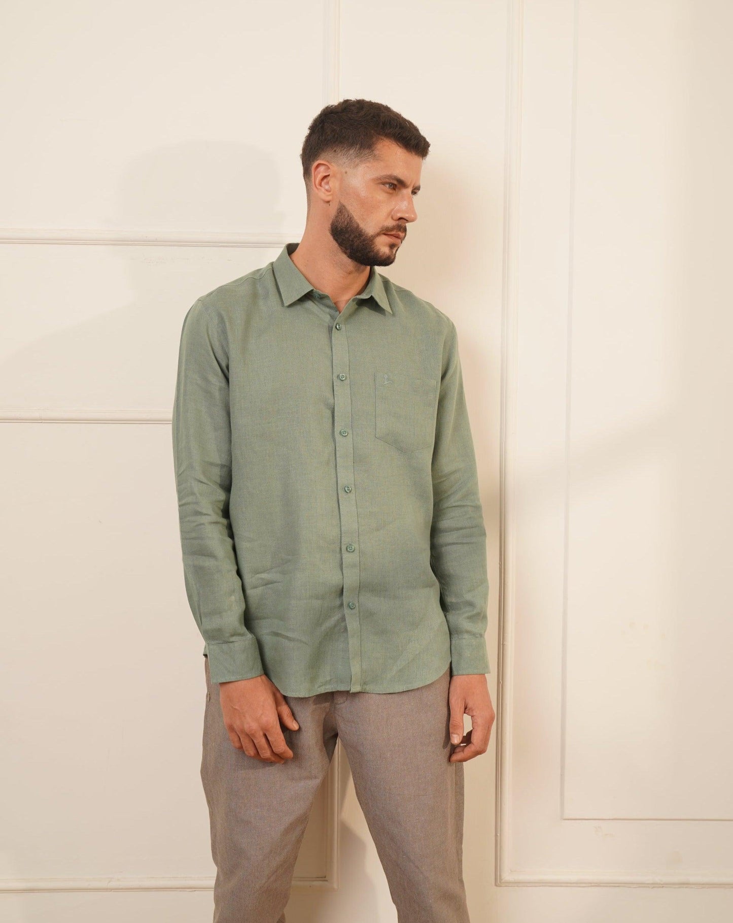 CONCORD Classic Linen Shirt for Men - Forrest Green - OrganoLinen