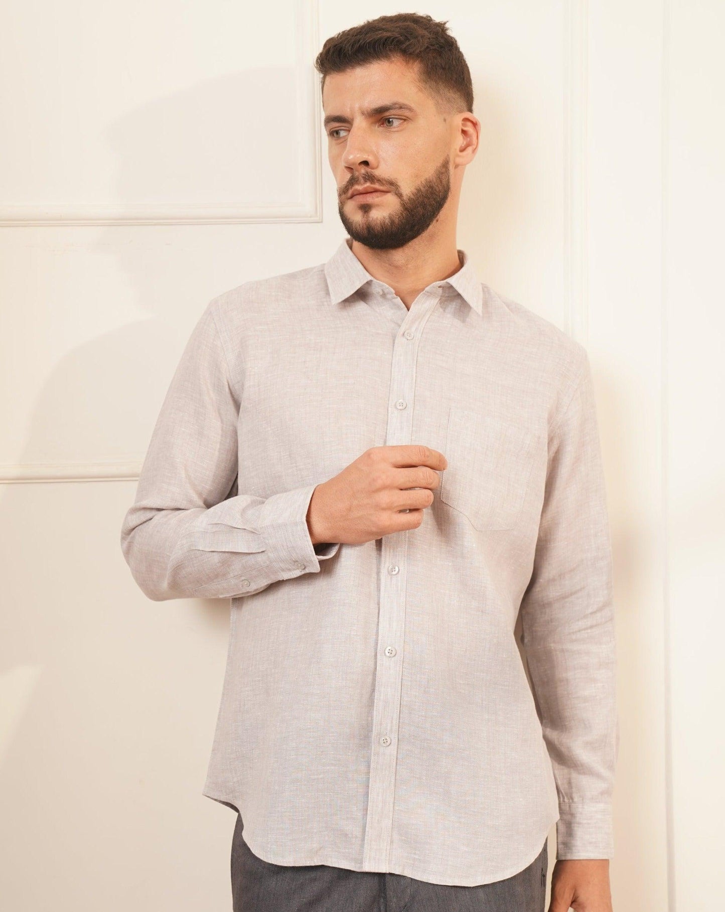 CONCORD Classic Linen Shirt for Men - Tan - OrganoLinen