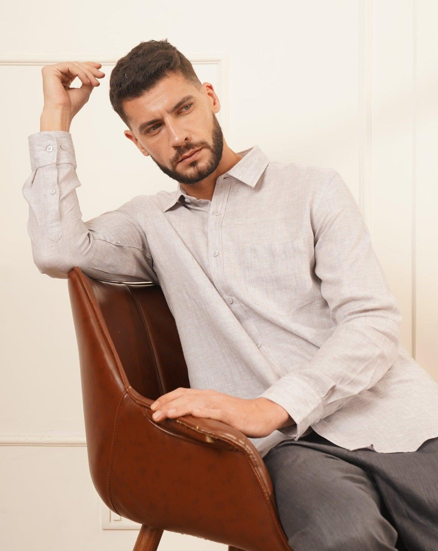 CONCORD Classic Linen Shirt for Men - Tan - OrganoLinen