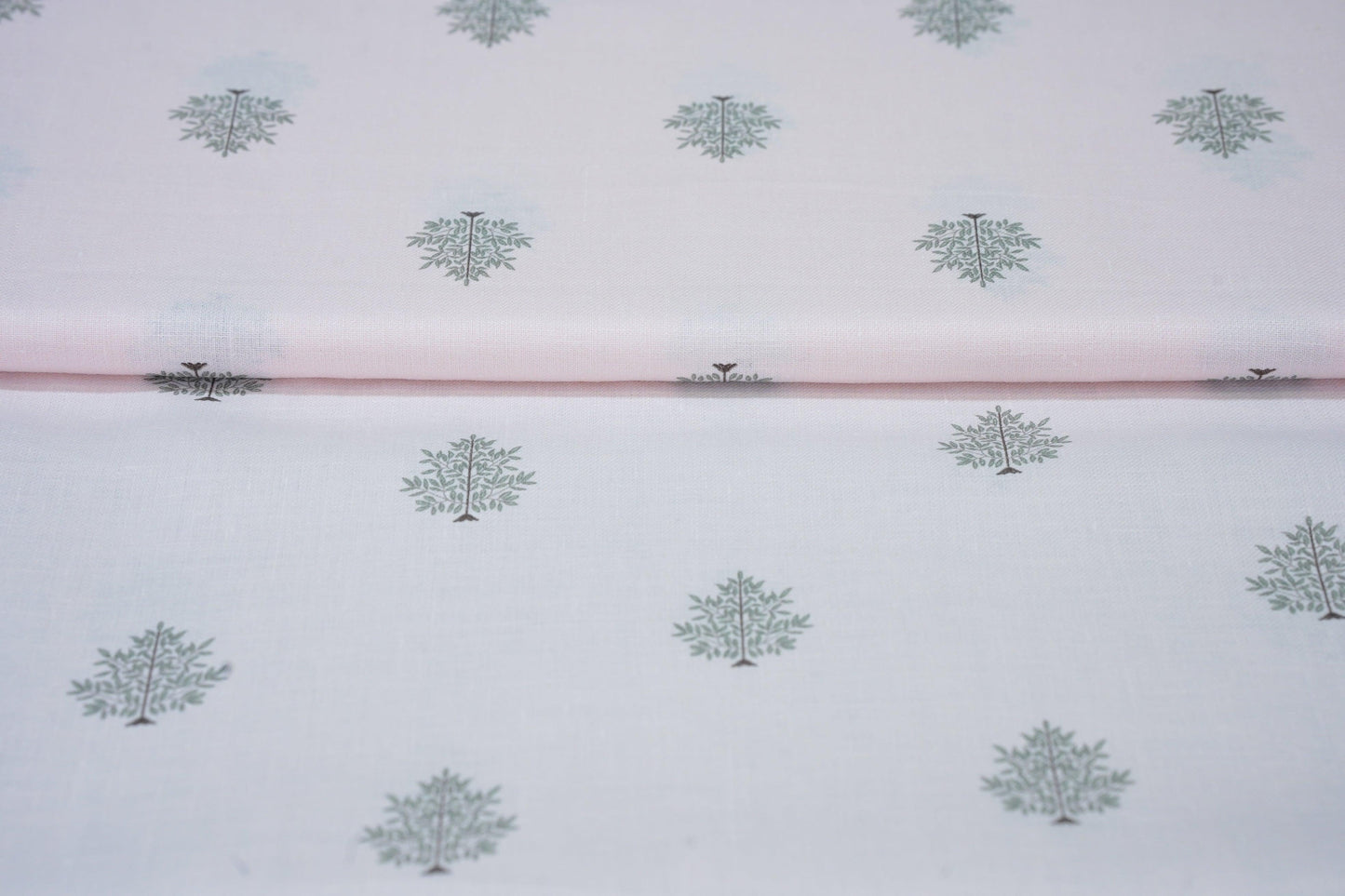 Digital Tree Print on Light Pink base - Linen Fabric - OrganoLinen