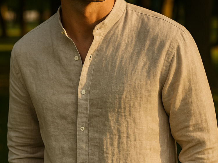 man wearing linen shirt by organolinen