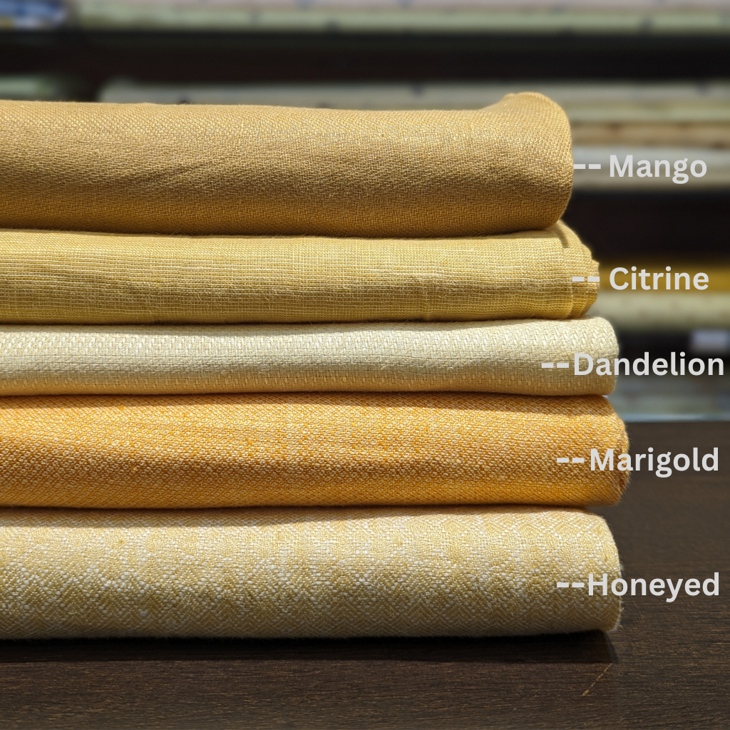 Shirting Yellow Fabrics : Versatile Pure Linen Fabric, Use: Shirts, Dresses, Tops, Palazzos - OrganoLinen
