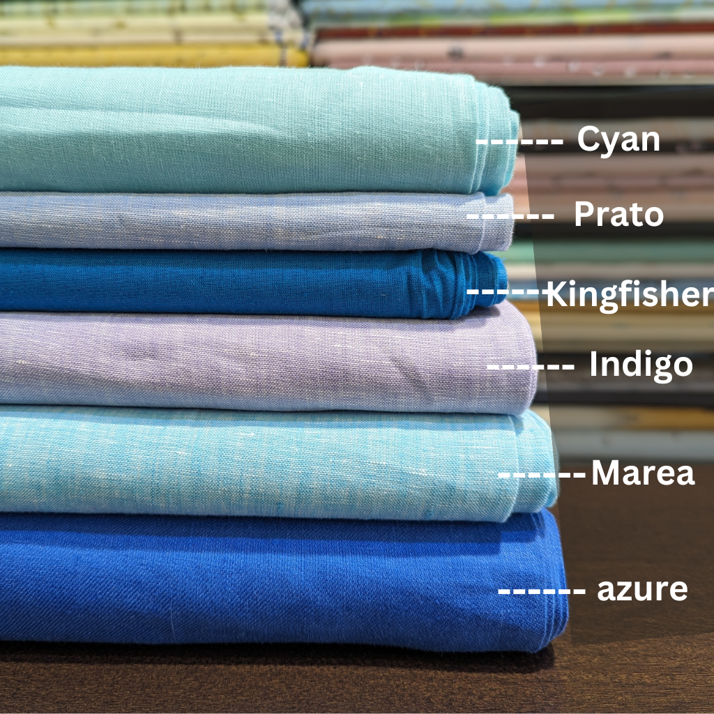 Shirting Blues Fabrics : Versatile Pure Linen Fabric, Use: Shirts, Dresses, Tops, Palazzos - OrganoLinen