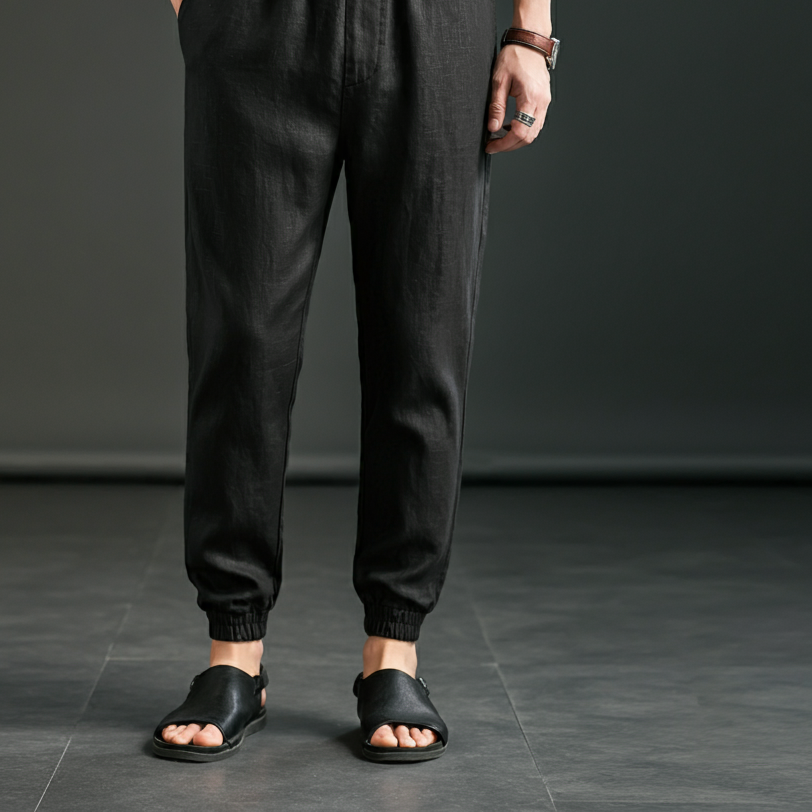 CAHLUMN Linen Gym Pant ブラック XXL CAHLUMN Linen Gym Pant ブラック XXL CAHLUMN Belgium Linen