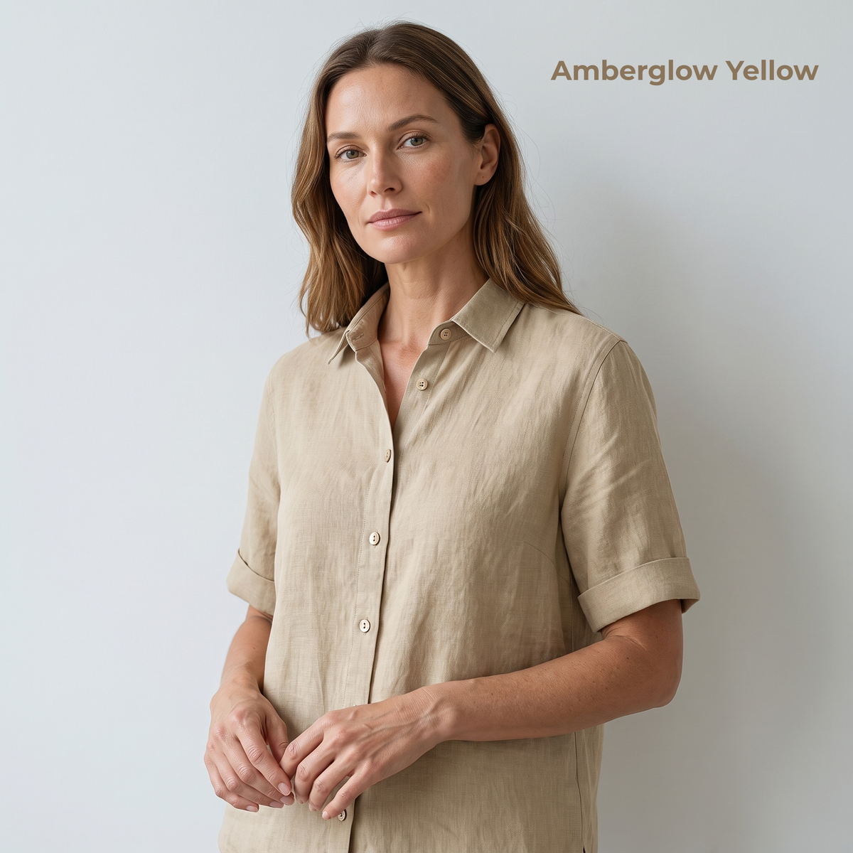 Women's Yellow Linen Shirt – Sunny by OrganoLinen