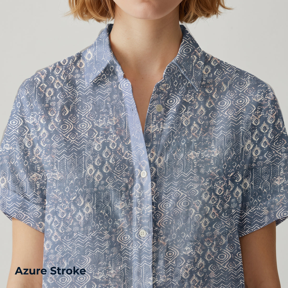 Women's Blue Printed Linen Shirt – Harbortide by OrganoLinen