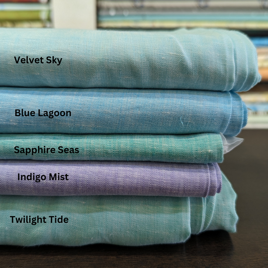 Summer Blue Linen Fabric for Shirt Making, Dress making, Top Making