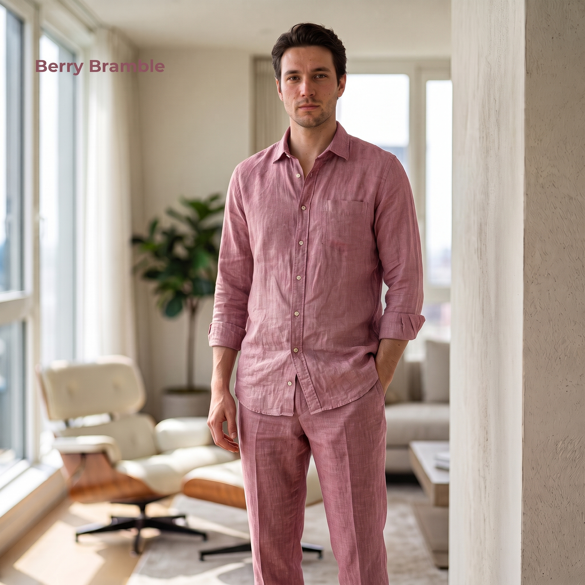 SUMMIT-M Men’s Heavy Linen Shacket & Trouser Co-ord Set