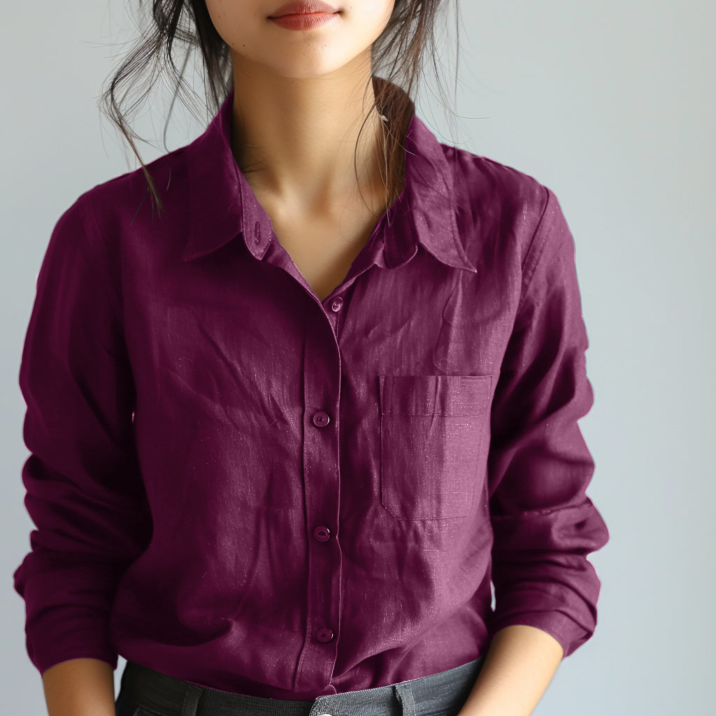 Women's Red Linen Shirt