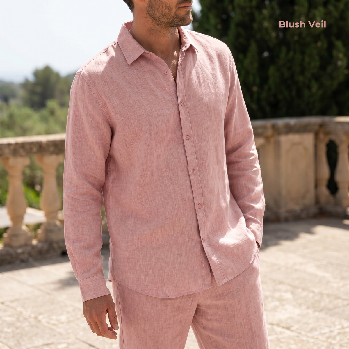 Men's Pure Linen Set in Blush Veil – Cove by OrganoLinen