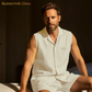 Men's Pure Linen Pajamas Sleeveless Top & Shorts Set in Buttermilk Glow – Rex by OrganoLinen