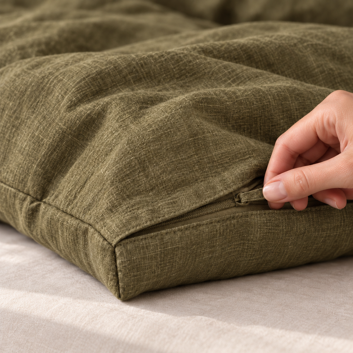 BILLOW Linen Duvet Cover – Seamless, Hidden Zipper & 8 Inner Ties