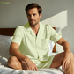 Men's Pure Linen Pajamas Short Sleeve Top & Shorts Set in Citron – Theo by OrganoLinen