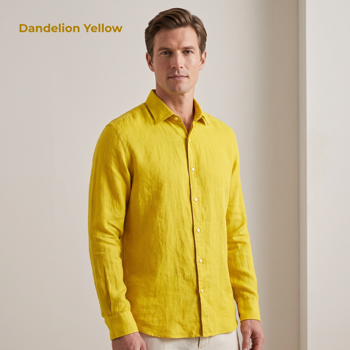 Men's Yellow Linen Shirt