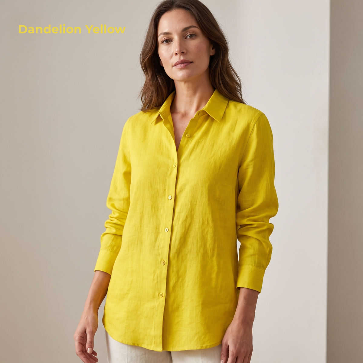 Women's Yellow Linen Shirt – Sunny by OrganoLinen