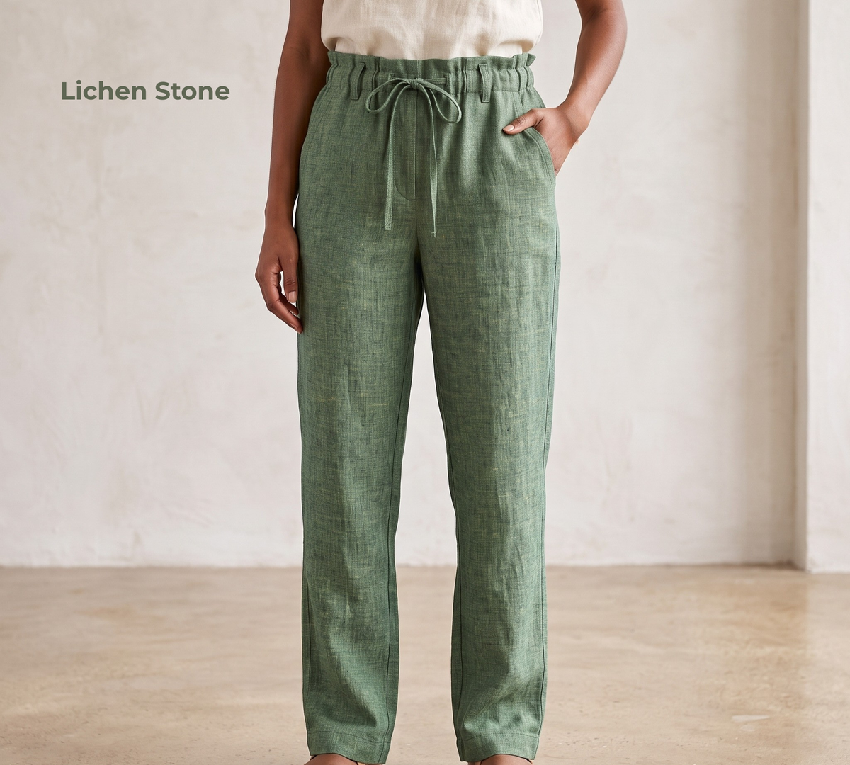 Men's Pure Linen Pants in Lichen Stone – Echo by OrganoLinen