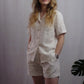 ISLA Women's Linen Pajama Set – Short-Sleeve Top & Shorts
