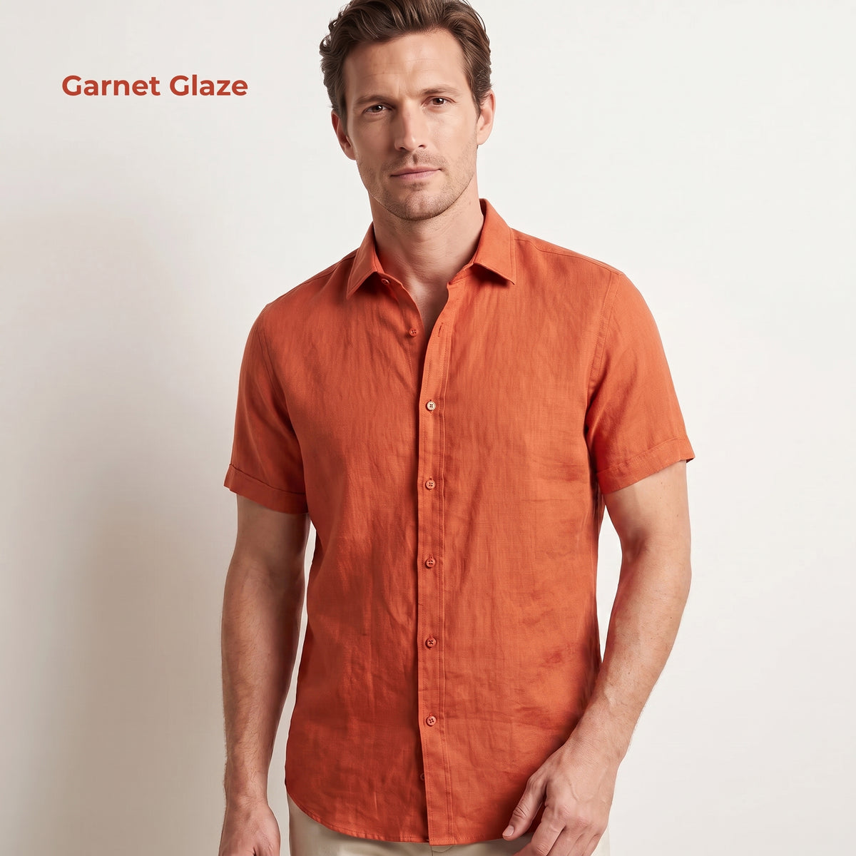 Men's Linen Shirt in Garnet Glaze – Ember by OrganoLinen