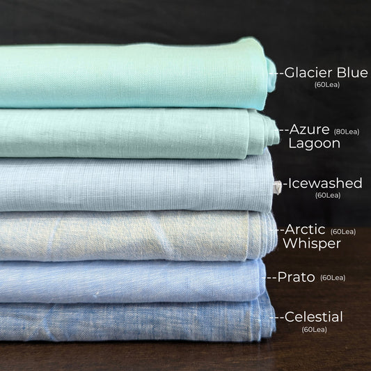 FROSTED SKY Pure Linen Light Blue Fabrics, For Shirts and Tops