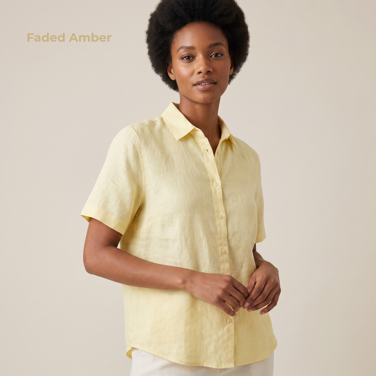 Women's Linen Shirt in Faded Amber – Sunny by OrganoLinen