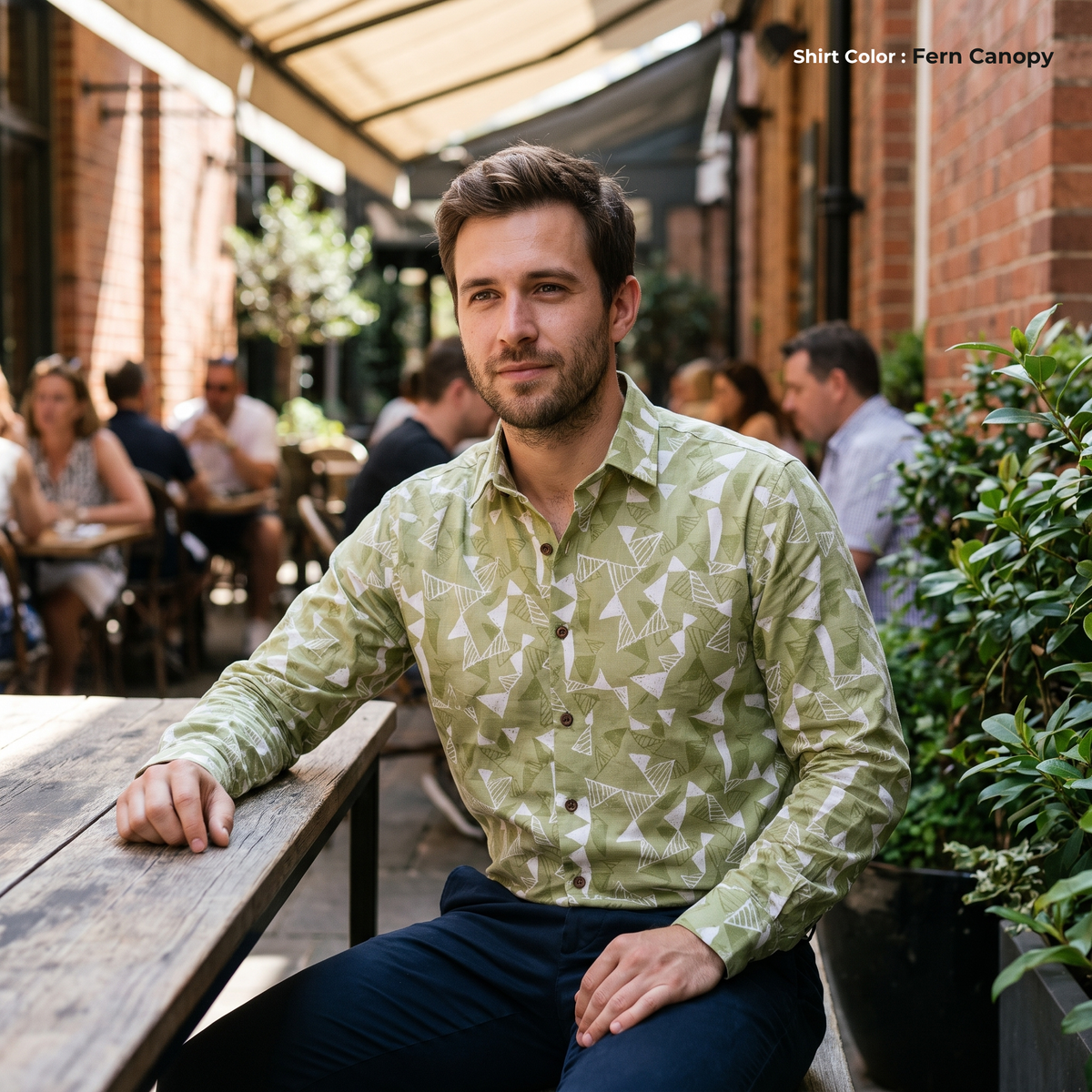 Men's Printed Linen Shirt in Fern Canopy – Forestwind by OrganoLinen