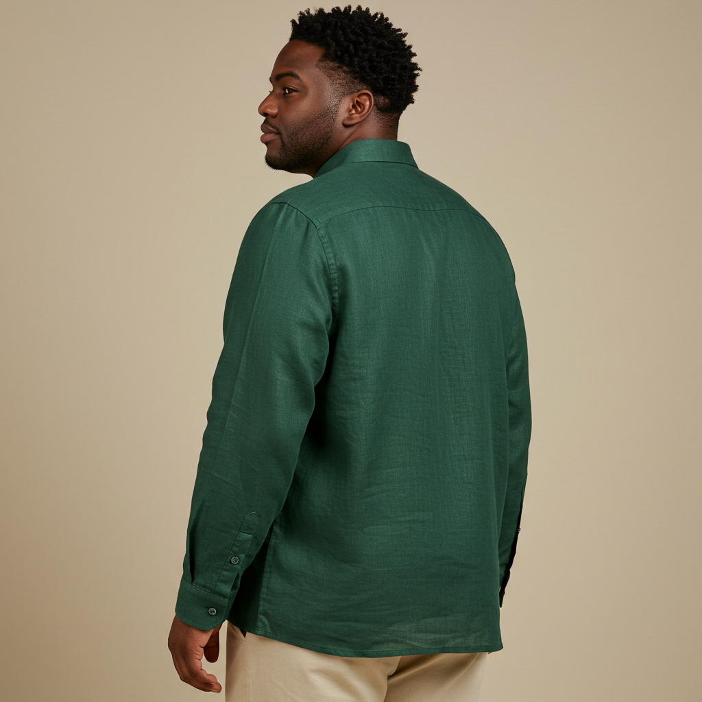 Men's Plus Size Green Linen Shirt – Forest by OrganoLinen