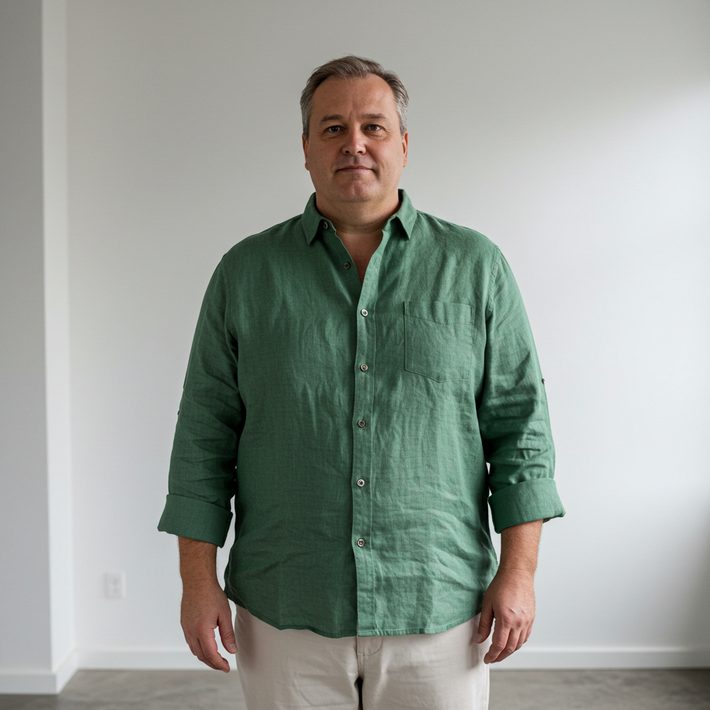 Men's Plus Size Green Linen Shirt – Forest by OrganoLinen