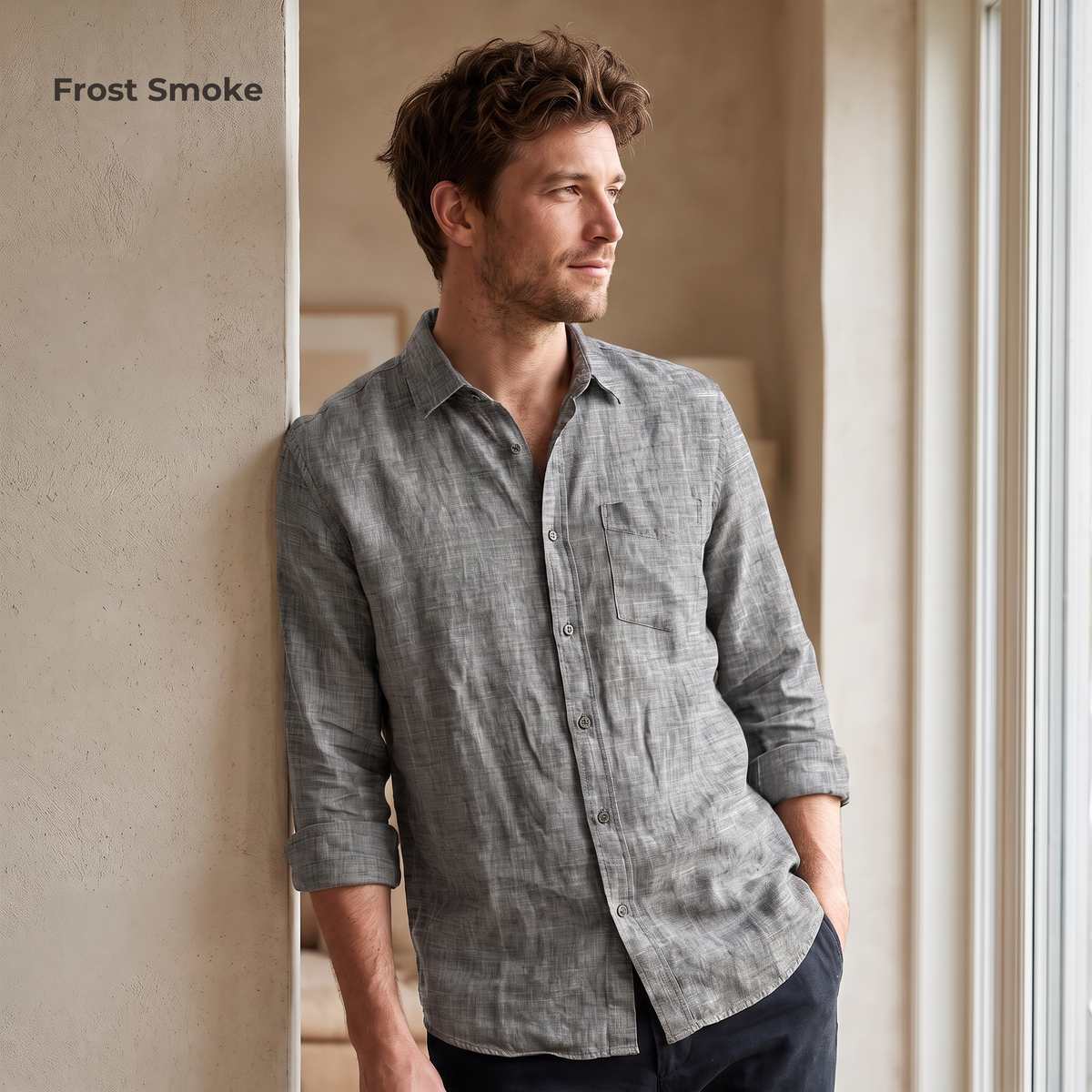 Men's Grey Linen Shirt – Myst by OrganoLinen