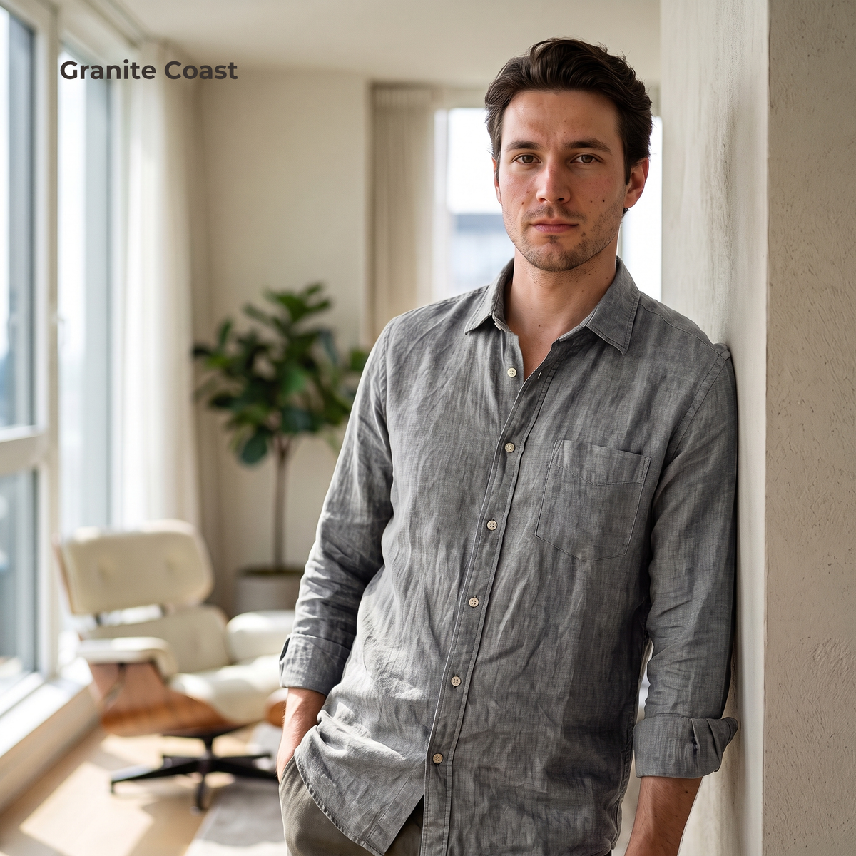 Men's Linen Shirt in Graphite Coast – Myst by OrganoLinen
