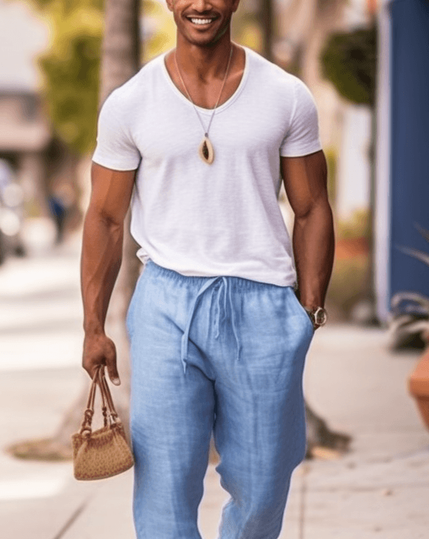 ARLO Linen Joggers for Men and White Tshirt