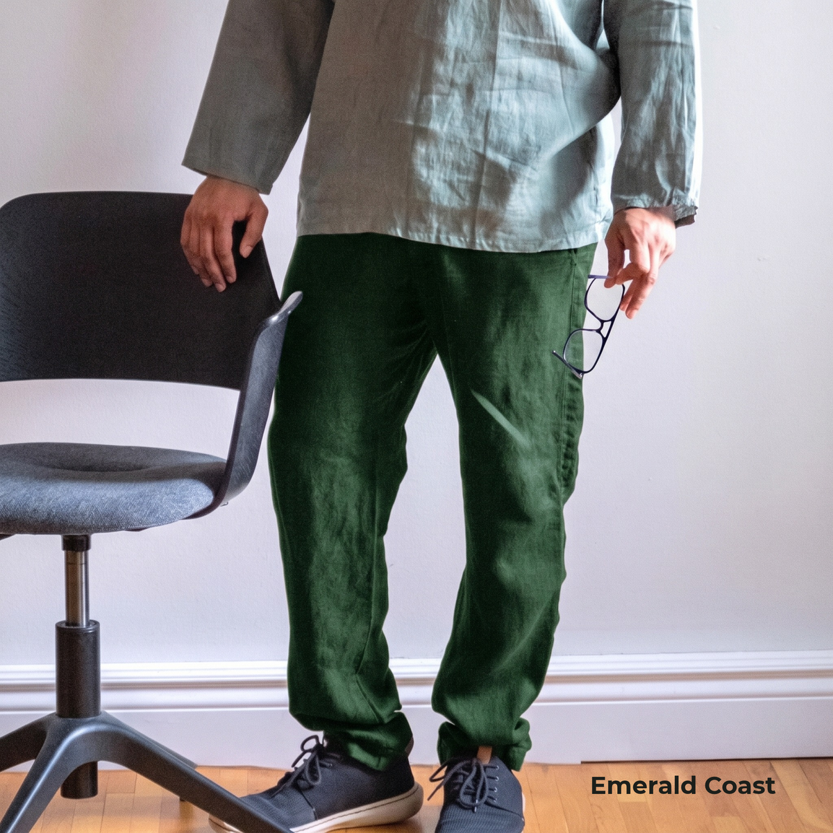 Men's Pure Linen Pants in Emerald Coast – Hugo by OrganoLinen