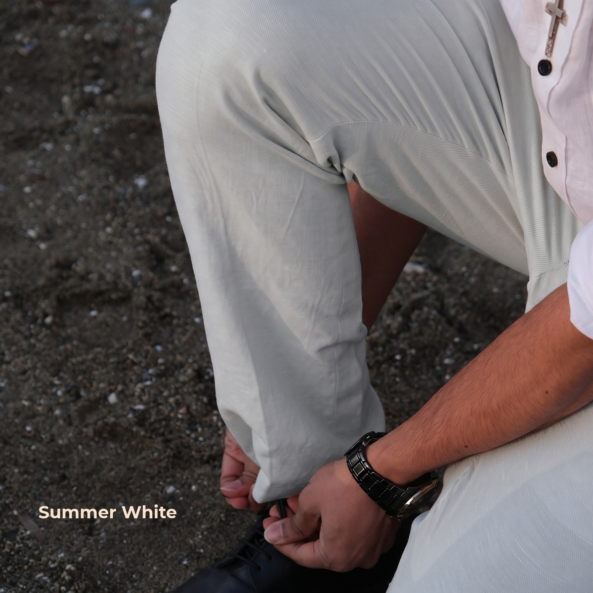 Men's Pure Linen Pants in White Motera – Hugo by OrganoLinen