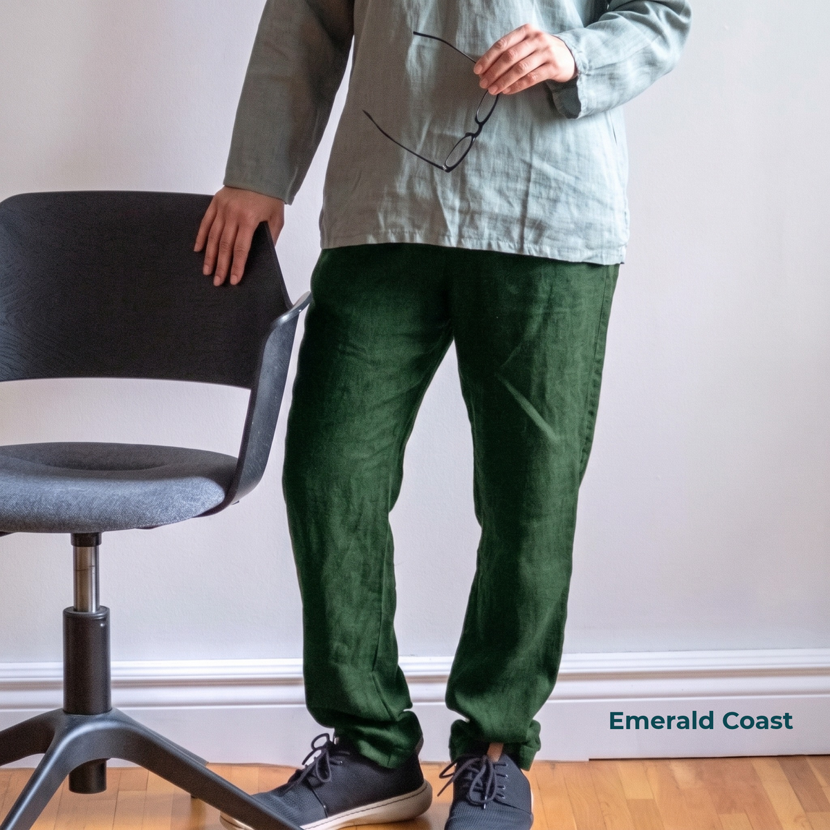 Women's Pure Linen Pants in Emerald Coast – Hugo by OrganoLinen
