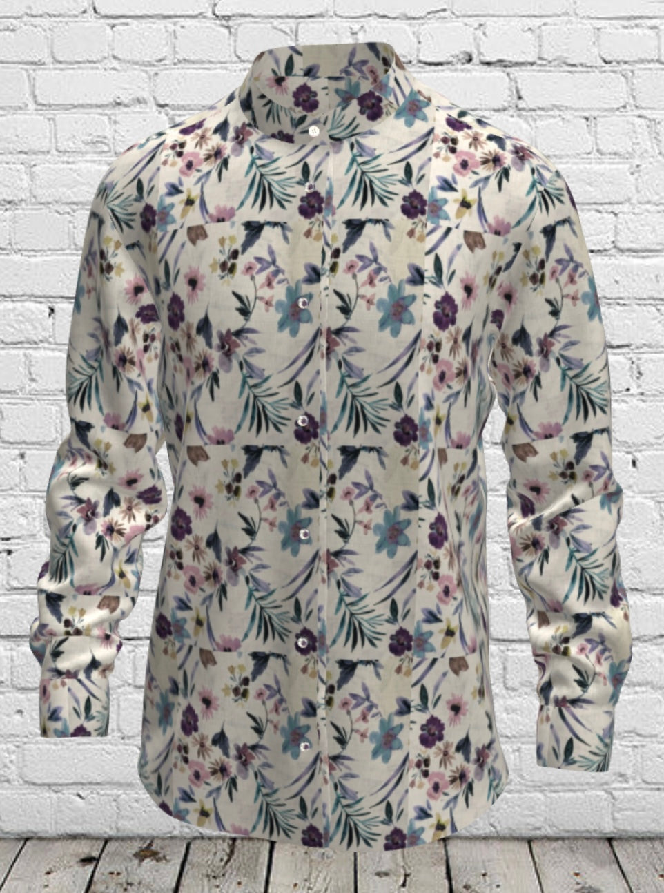 CLOUDWISP Men's Printed White Linen Shirt – Full Sleeve Custom